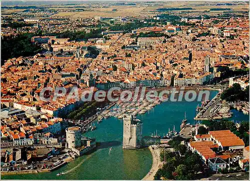 Moderne Karte La Rochelle (Charente Mme) Vue generale et le Port