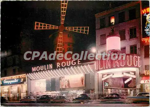 Cartes postales moderne Paris la nuit le Moulin Rouge