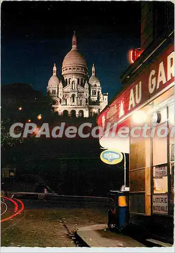 Cartes postales moderne Paris la nuit le Sacre Coeur