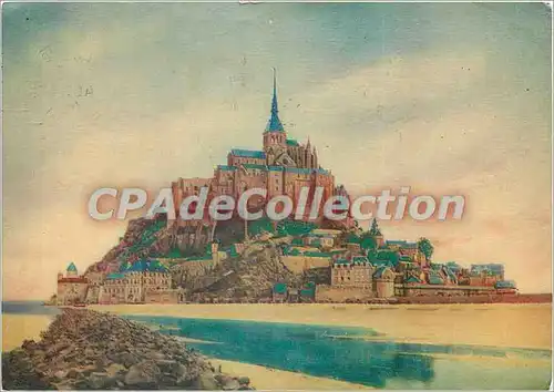 Moderne Karte Le Mont Saint Michel faca Ouest Vue prise du Couesnon