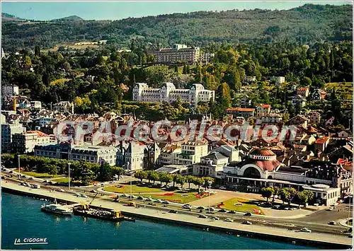 Moderne Karte Evian les Bains (Haute Savoie) au 1er plan le casino