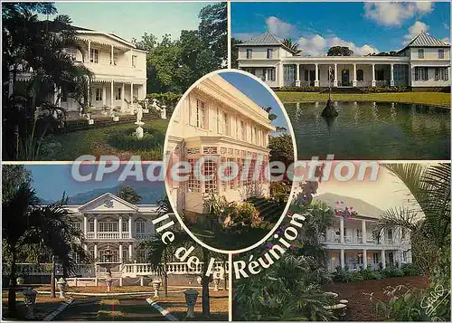 Moderne Karte Ile de la Reunion (France) Ocean Indien Cases Creoles