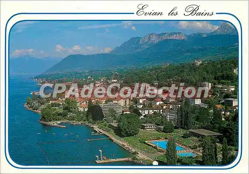Moderne Karte Lac Leman (France) Evian les Bain (Hte Sav) Vue generale panoramique les Memises et la Dents d'