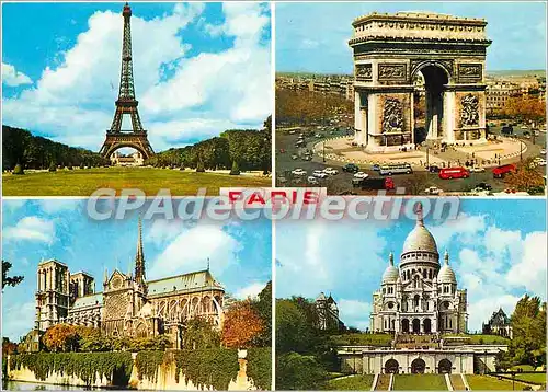Cartes postales moderne Paris Tour Eiffel Arc de Triomphe N D Sacre Coeur