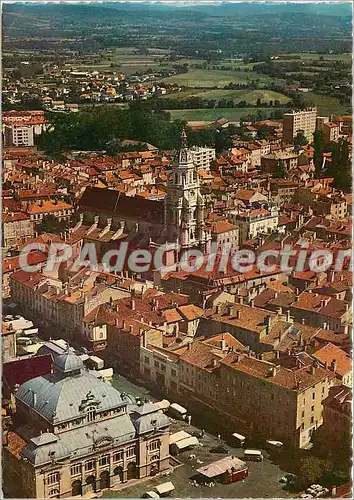 Moderne Karte Bourg en Bresse (Ain) Vue aerienne le Theatre et l'Eglise N D