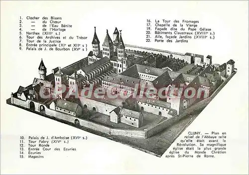 Cartes postales moderne Cluny (S et L) Plan en relief de l'Abbaye