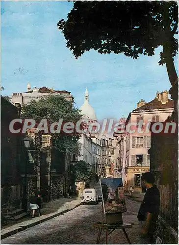 Cartes postales moderne Paris Aspect du Vieux Montmartre au fond le Sacre Coeur