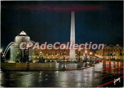 Moderne Karte Paris en Flanant La Place de la Concorde de vue de nuit