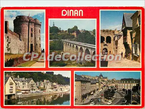 Moderne Karte Dinan le chateau le viaduc la porte du Jerzual le port et la place Duclos