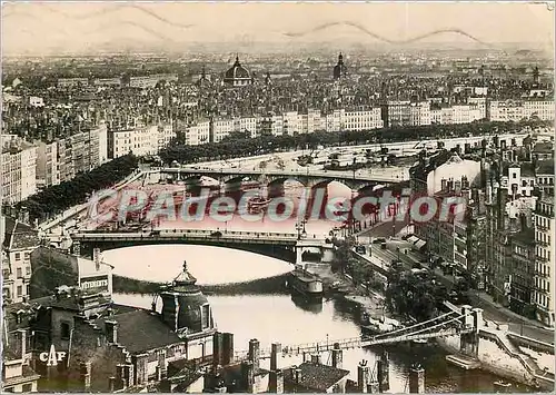 Moderne Karte Lyon Perspective des Ponts sur la Saone