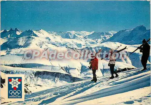 Moderne Karte Alpes d'Huez (alt 1860 m) sommet 3e troncon du Telepherique des Grandes Rousses (33350 m)
