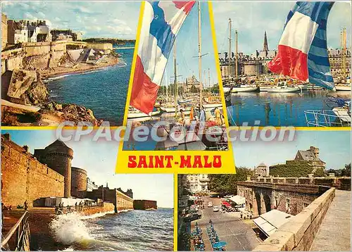 Cartes postales moderne La Cote d'Emeraude Saint Malo Cite Corsaire La Plage de Bon Secours et les remparts