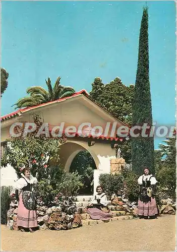 Moderne Karte Cote d'Azur et Provence Mas provencal et jeunes filles en costume local