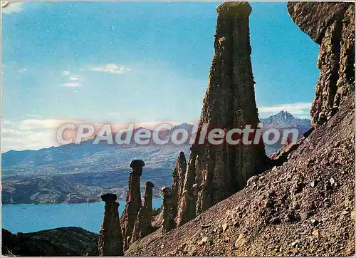 Moderne Karte Les Alpes en couleurs naturelles lac de Serre Poncon (Hautes Alpes)