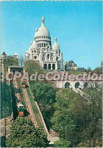 Moderne Karte Paris et ses Merveilles Basilique du Sacre Coeur de Montmartre (1876 1910) et le Funiculaire