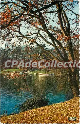 Moderne Karte Paris Le Bois de Boulogne Paysage d'Automne au bord du Lac