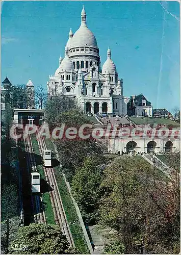 Cartes postales moderne Paris la Basilique du Sacre Coeur et le Funiculaire de la Butte Montmartre