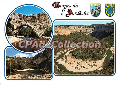 Moderne Karte Gorges de l'Ardeche Le Pont d'Arc Boucle de la Maladrerie des Templiers la rapide des 3 eaux