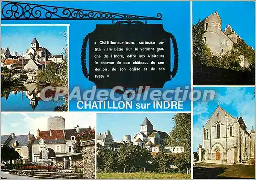 Moderne Karte Chatillon sur Indre (Indre) vue generale le vieux chateau le donjon