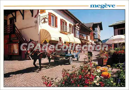 Moderne Karte Megeve (Hte Savoie) Promenade en traineau dans le Village