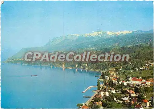 Cartes postales moderne Amphion les Bains (Hte Savoie) La Baie les Hotels au fond la Dent d'Oche