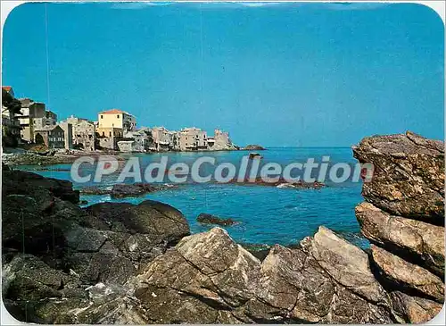 Moderne Karte Panorama de la Corse Erbalunga la pointe rocheuse garnie de maisons se termine par une tour gen