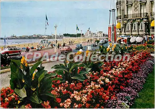 Moderne Karte Les Sables d'Olonne (Vendee) La plage parmi les fleurs