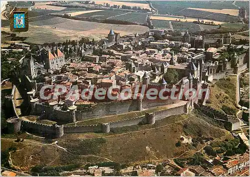 Moderne Karte Carcassonne cite fortifiee XIIe au XIVe s vue generale aerienne