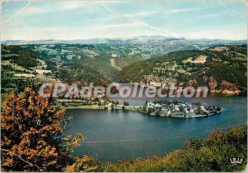 Moderne Karte Aveyron Pittoresque le barrage de Sarrans et la presqu'ile de Laussac