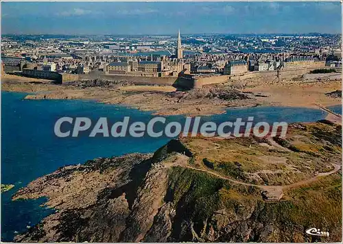 Moderne Karte St Malo (Intra Muros) (I et V) Vue aerienne le grand Be et tombeau de Chateaubriand