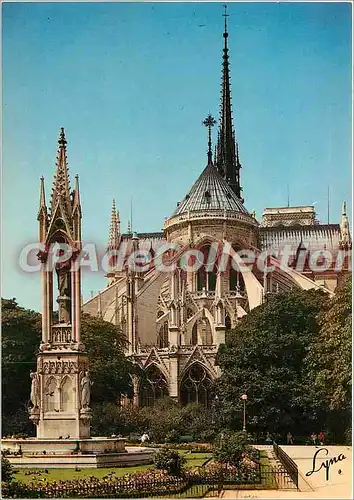 Moderne Karte Paris Square de l'Archeveche le chevet N D