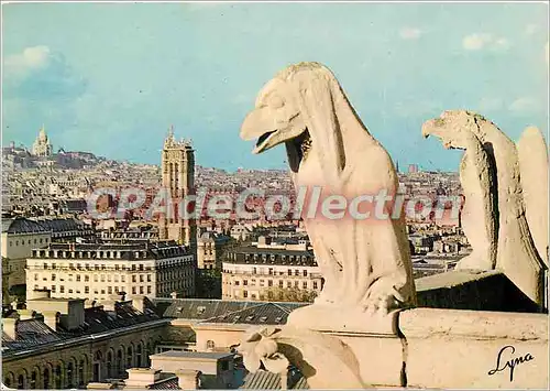 Cartes postales moderne Paris les chimeres de N D la Tour St Jacques et le Sacre Coeur