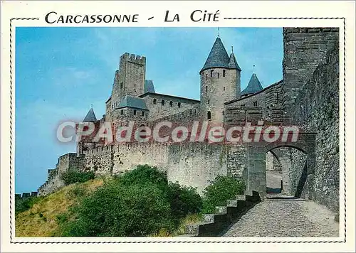 Moderne Karte Carcassonne (Aude) La Cite la porte d'aude et le chateau Comtal