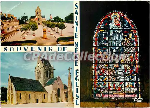 Cartes postales moderne Sainte Mere Eglise (Manche) la place du 6 juin l'eglsie  du XIVe s