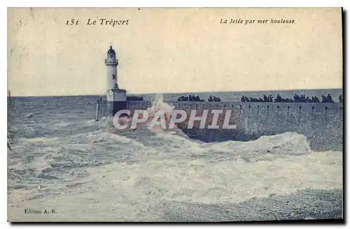 Ansichtskarte AK Le Treport la Jetee par mer houleuse