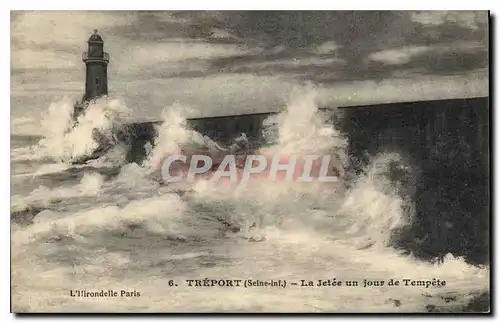 Cartes postales Treport Seine Inf la Jetee un jour de Tempete