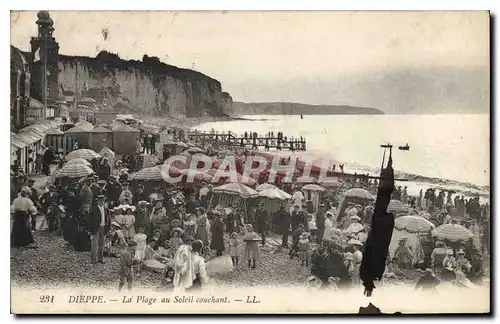 Ansichtskarte AK Dieppe la plage au Soleil Couchant