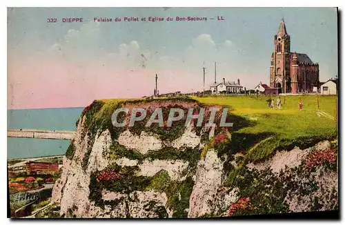 Cartes postales Dieppe Falaise du Pollet et l'eglise du Bon Secours