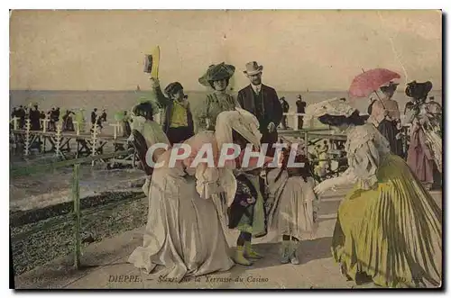 Cartes postales Dieppe Scenes sur la Terrasse du casino Enfant Femmes