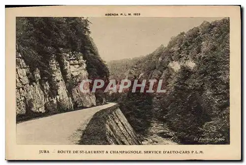 Cartes postales Jura route de St Laurent a Champagnole service d'Auto Cars PLM