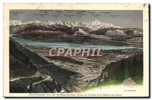 Ansichtskarte AK Jura Touriste vue sur la Plaine de Cex le Lac de Geneve et la Chaine des Alpes