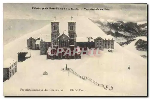 Cartes postales Pelerinage de Notre Dame de la Salette vue generale en hiver Propriete exclusive des Chapelains