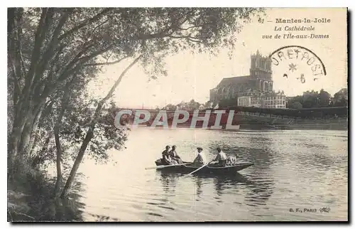 Cartes postales Mantes la Jolie La Cathedrale vue de l'Ile aux Dames