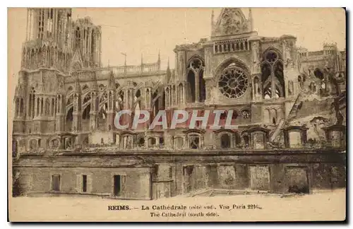 Ansichtskarte AK Reims La Cathedrale cote sud