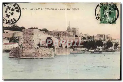 Cartes postales Avignon Le Pont St Benezei et Palais des Papes