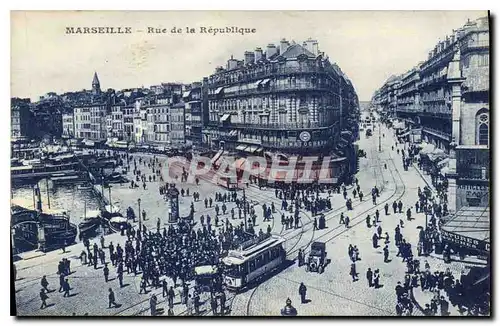 Ansichtskarte AK Marseille Rue de la Republique Tramway