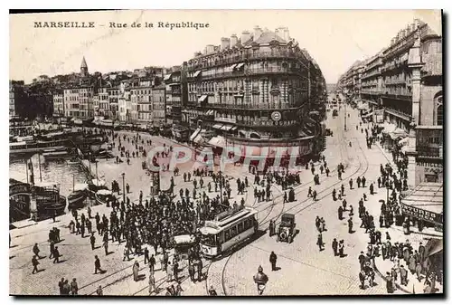 Ansichtskarte AK Marseille Rue de la Republique Tramway