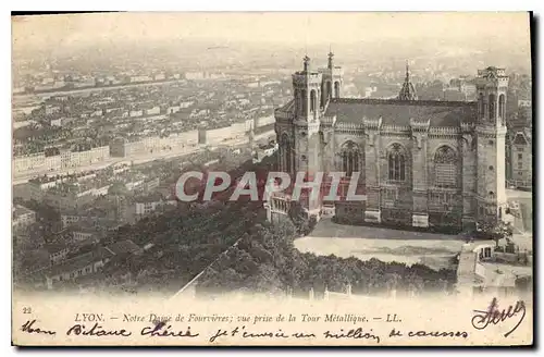 Cartes postales Lyon Notre Dame de Fourvieres vue prise de la Tour Metalique