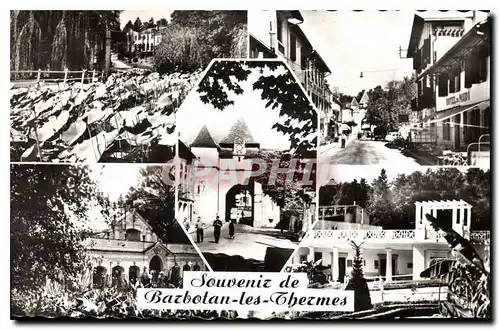 Cartes postales Souvenir de Barbotan les Thermes Les Lotus dans le Parc L'Hotel du Midi Vue vers l'Eglise Les Ba