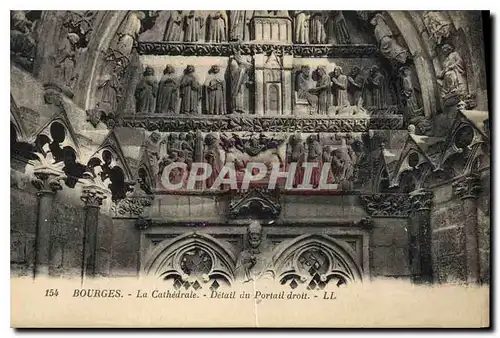 Cartes postales Bourges La Cathedrale Detail du Portail droit